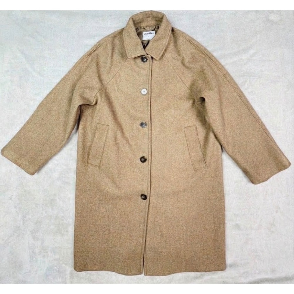 Old Navy Womens L Wool Mac Coat Sierra Oak Tan Beige Car Coat Trench Trenchcoat